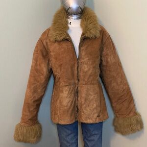 Point Zero Tan Jacket with Faux Fur Trim
